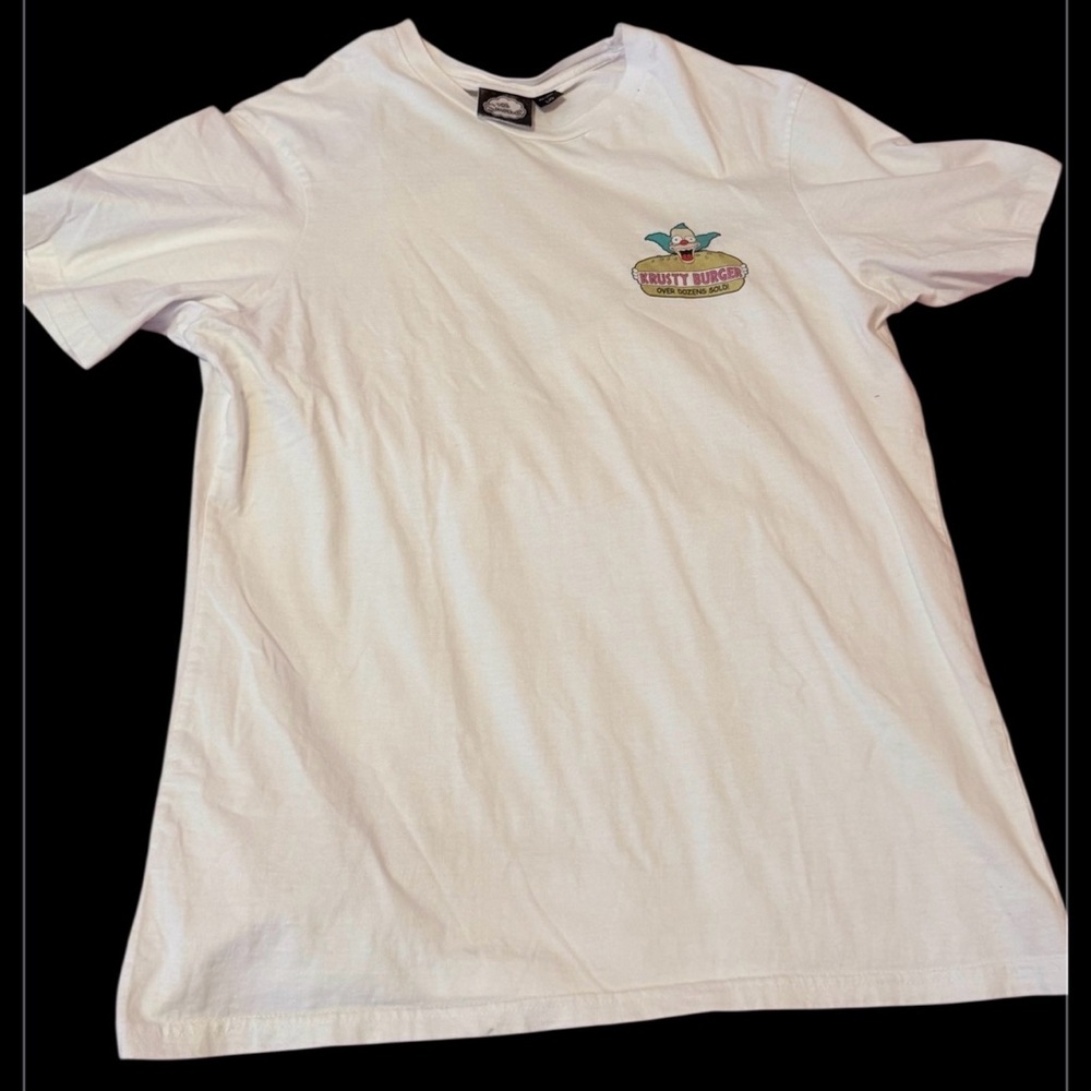 Retro Men’s Graphic‎ T-Shirt The Simpsons Krusty Burgers Size Large White